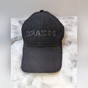 Brazos Embroided Adult Men Cap Hat Strap Back Black Work Force Series Cotton